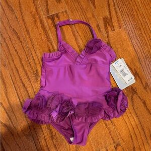 Vibrant Purple Kids One Piece Swimsuit